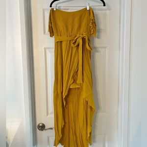 Yellow off the shoulder dress